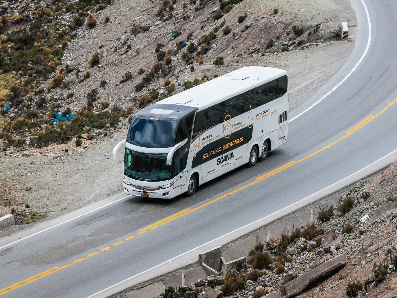  White Scania coach