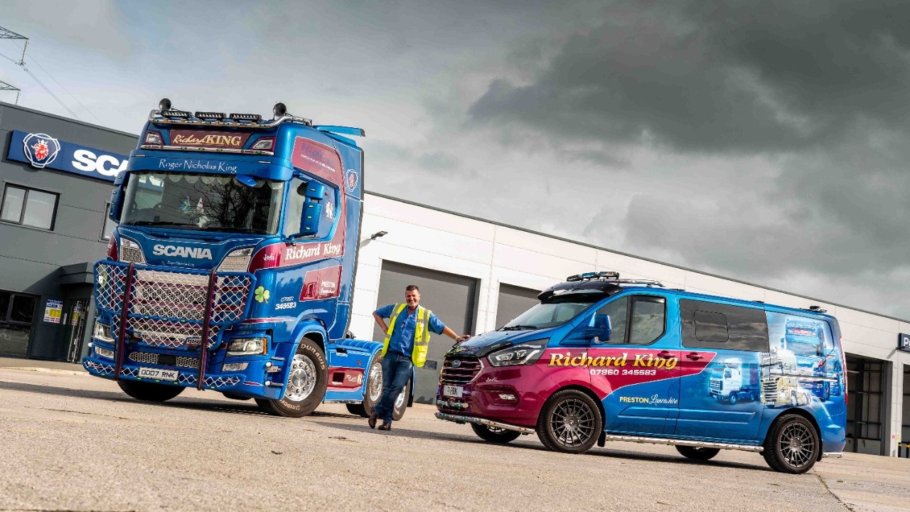 Richard King Haulage Limited Scania truck and van.