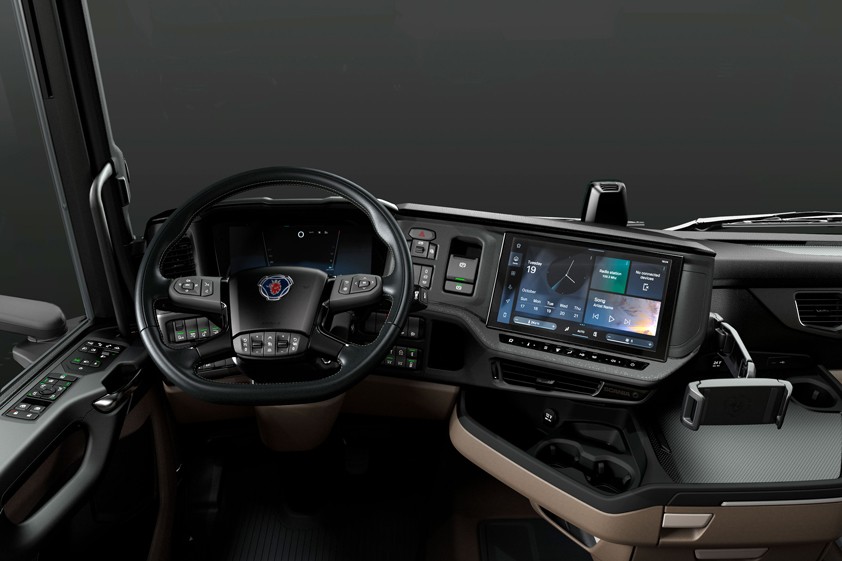 scania electric truck interior with smart dash