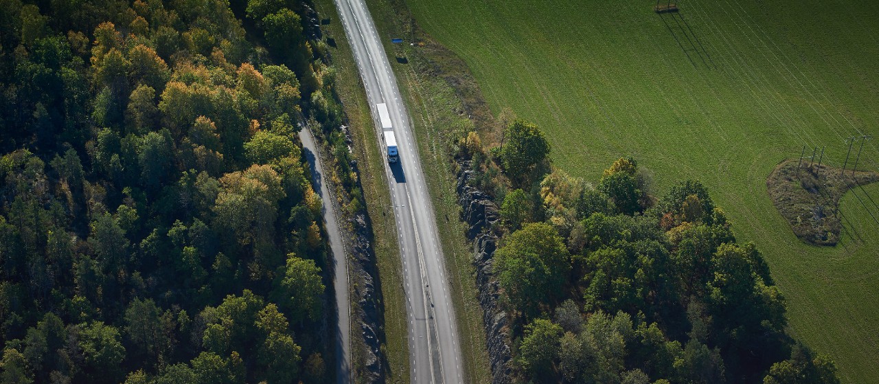 Aerial view, nature, truck
